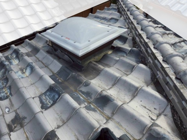 土葺き瓦屋根　葺き替えと取り直し前